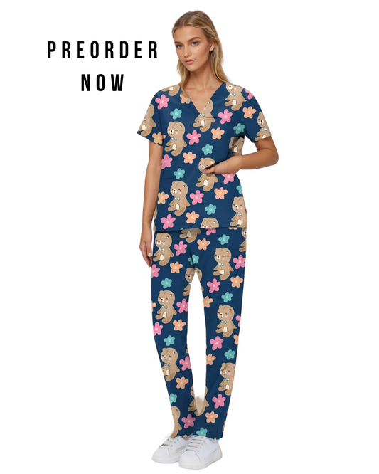 🧸 The Bearbloom Scrub Set – PREORDER Now  (Ships Early June)